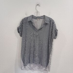 Jane and Delancey Black and White Striped Top
